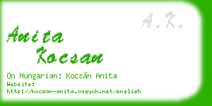 anita kocsan business card